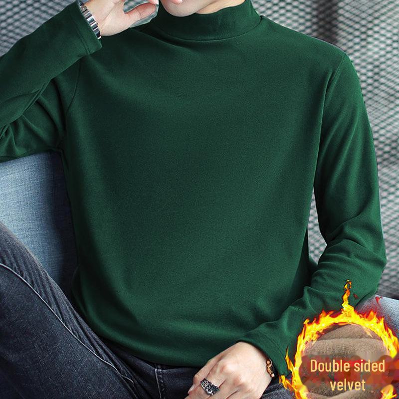 Мужская двухсторонняя немецкая бархатная термоводолазка с длинным рукавом зимняя рубашка