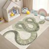 Light Background Geometric Snake Pattern Carpet Minimalist Animal Style Non-Slip Soft Mat for Living Room Bedroom