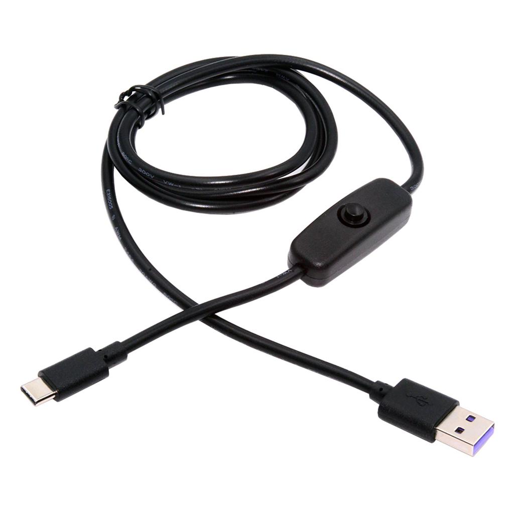 PW-015-TC 1м Кабель USB Type-C (папа) на USB-A (папа) USB2.0 с кнопкой-переключателем питания Вкл/Выкл для настольной лампы, вентилятора, камеры DC5V