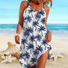 Пляжная одежда Мини-платье с принтомПремиум-принт с кленовым листом Повседневное современное платье без рукавов Свободный крой Повседневное летнее платье для улицы