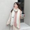 Two Color Splice Knitted FringeImitation Cashmere Scarf Autumn-winter Warm Shawl Scarves