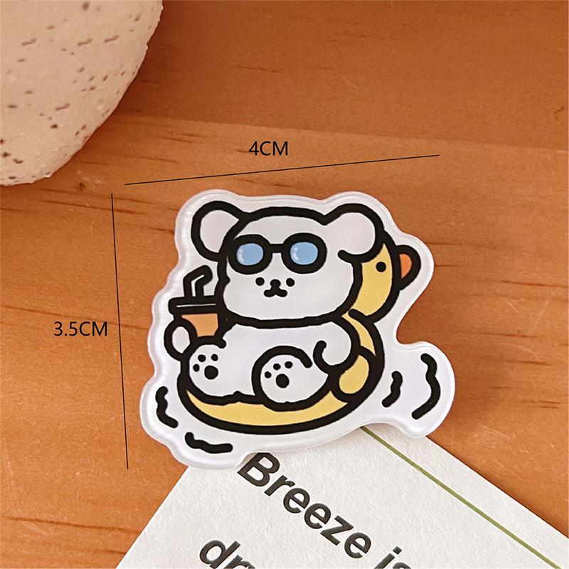 Cartoon Animal Brooch Acrylic High-Quality Versatile Fashionable Pin Clothes Collar Lapel Pin Backpacks Metal Badges Jewelry