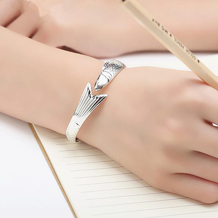New Creative Fashion Personality Lucky Fortune Transfer Dragon Bracelets 925 Silver Jewelry Fish Bangles TYB110