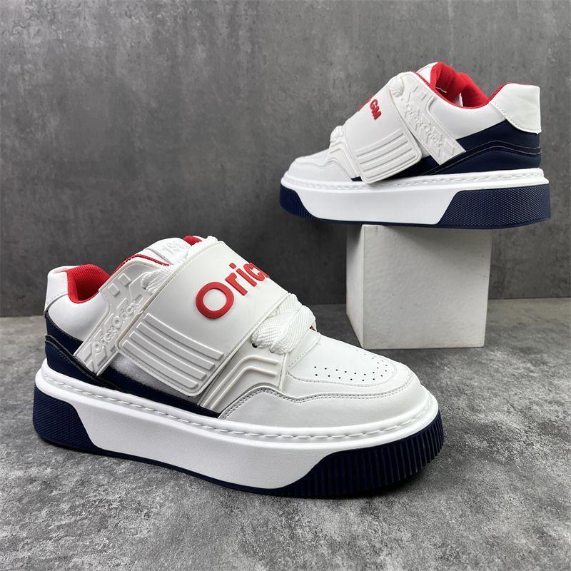 Niche country Velcro bread shoes men's brand thick-soled heightening white shoes casual sports board shoes