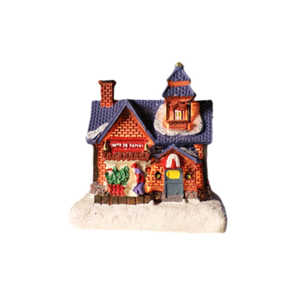 Рождественские украшения смола маленький домик микро смола домик рождественский креативный светящийся маленький домик