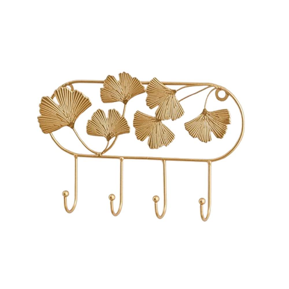 Creative Organizer Ginkgo Leaf Metal Coat Hooks Iron Art Heavy Duty Coat Hanger Nordic Style Golden Wall Hooks Wall Mounted