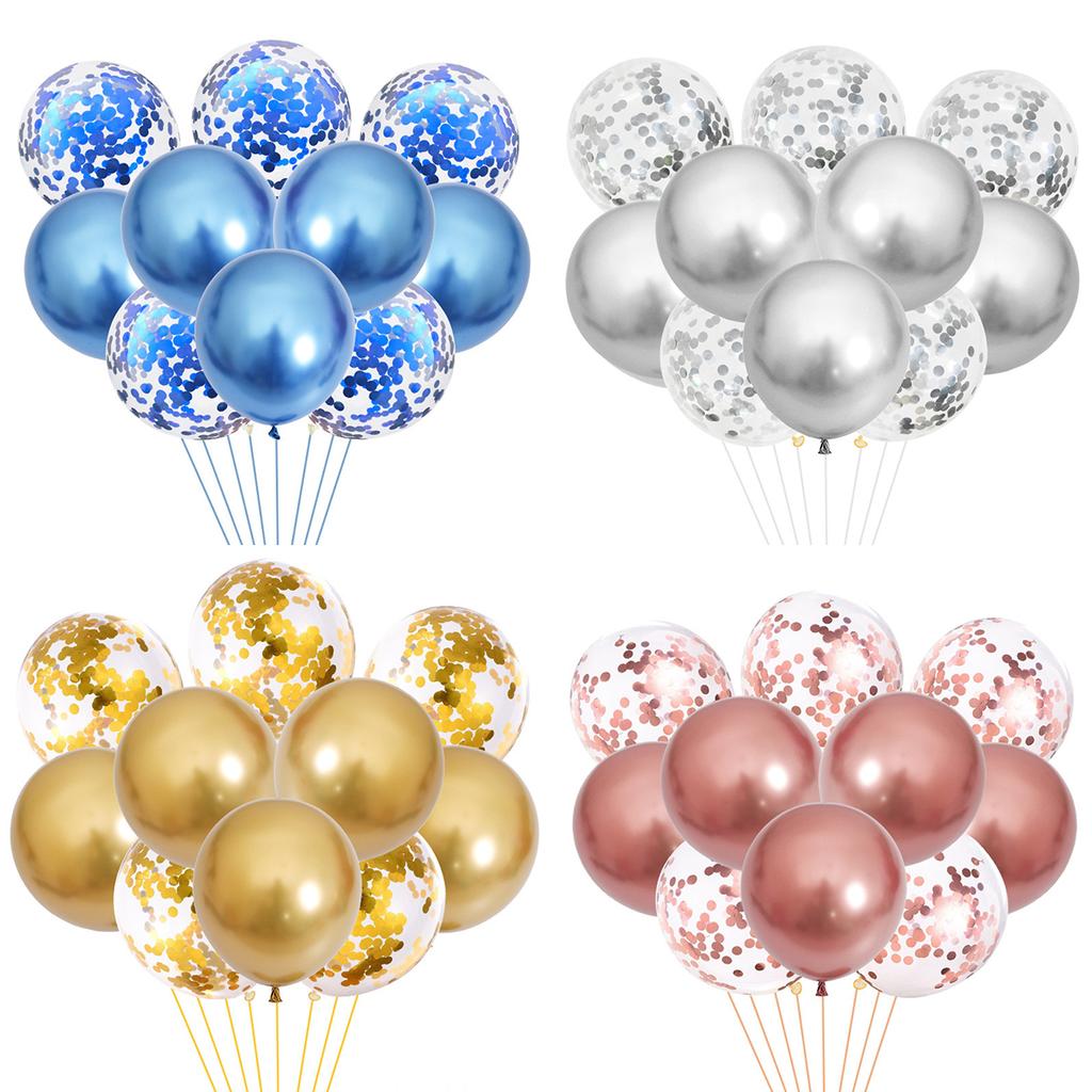 10PCS Gold Silver Rose Latex Metal  Baby Shower Balloons Gender Reveal Mother's Day Wedding Party Decorations Globos