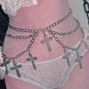 1PC Hollow cross pendant wave side swing chain waist chain Sexy multi-layer body chain Yabi accessories Multi-layer cross belt chain accessories