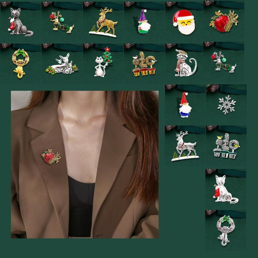 Snowflake Christmas Elk Breastpin Mistletoe Wreath Merry Christmas Decor Gift