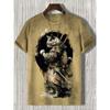 Men's T-Shirt Japanese Style Samurai Cat Graphic 3D Printed T-Shirt Casual Short Sleeved Tee Outdoor Oversized Men Clothing Tops