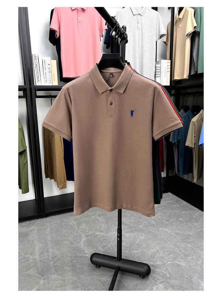 Мужская летняя футболка-поло из чистого хлопка с вышивкой логотипа пони 2025