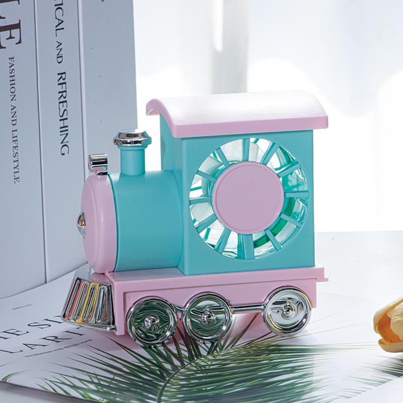 Summer Cartoon Train USB Rechargeable Portable Desktop Fan Toy