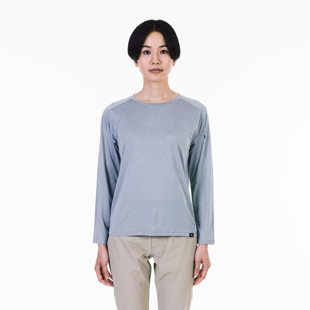 Climbing Inner Heather Mesh Crew с длинным рукавом HEATHER MESH CREW LS W Silver [Millet] для женщин (НОВЫЙ ЛОГОТИП)