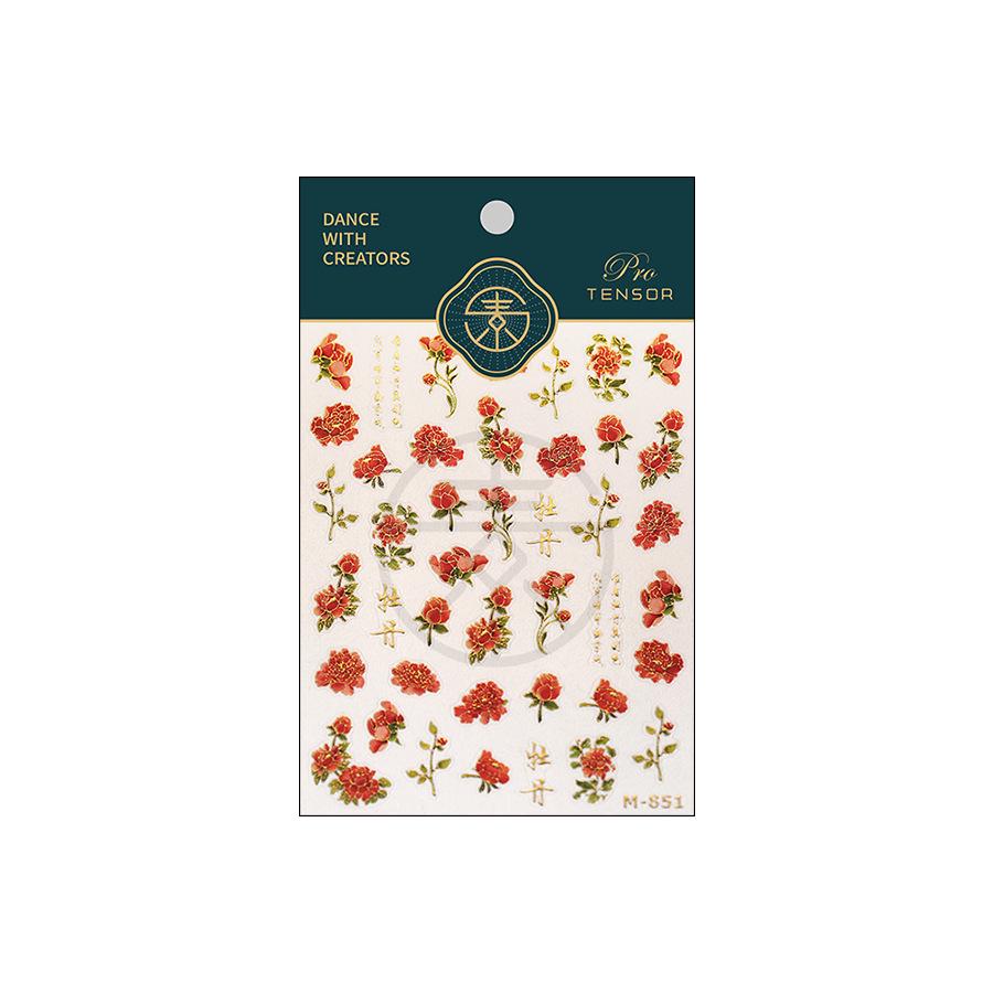 Наклейки для ногтей TENSOR Gold Matte Flower M-851 Серии - Самоклеящийся дизайн с горячим тиснением