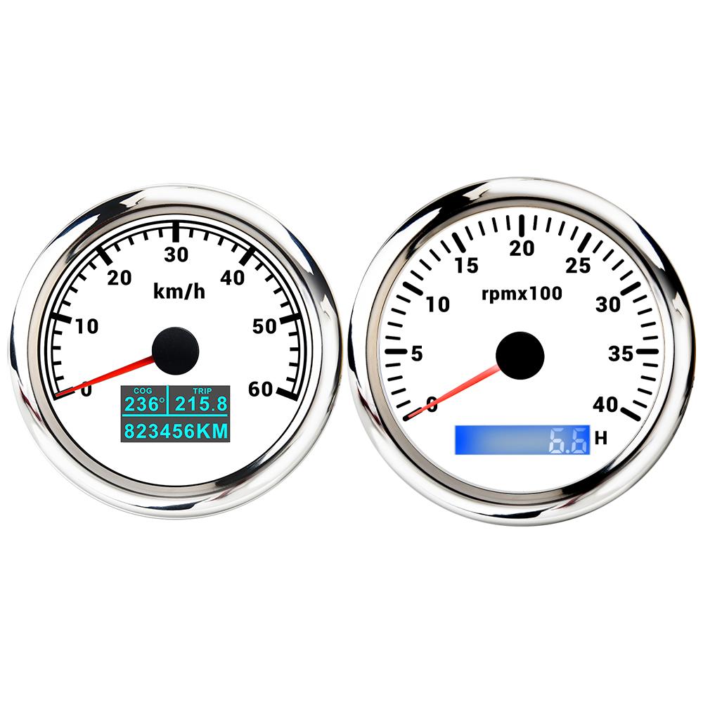 Universal 85mm GPS Speedometer 30KNOTS 60KNOTS 60K 120K 200K with 4K 6K 8K RPM Tachometer with 7 Colors Backlight for Car Boat