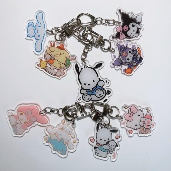 STAR UP Sanrio 9 Pieces 1 Bag Keychain Acrylic Key Ring, 1 Set, a Popular Character In Korea