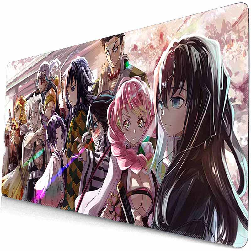 Anime Grils MouseMat Overwatch Gamer Cool Mouse Pad D_Demon Slayer Gamer Cabinet Large Non-Slip Mousepad XXL Keyboard Mat