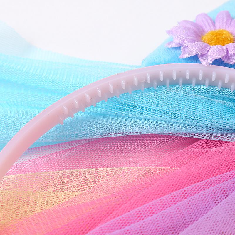 Детский ободок на голову с сеткой и единорогом, детский аксессуар, украшение для волос, обруч, красочный, милый головной убор, модное украшение для волос для вечеринки