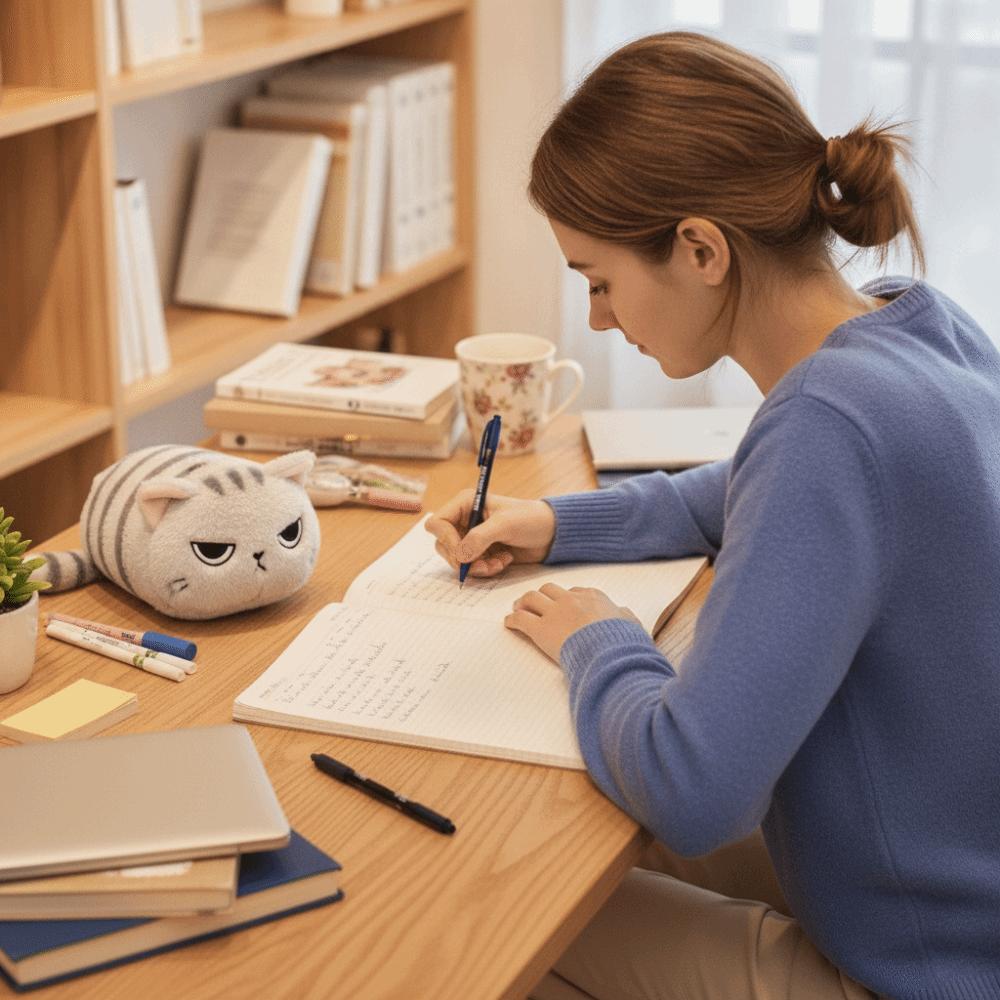 Kawaii Gray Cat Plush Pencil Case Cute Cat Stationery Case Gray Cat Makeup Bag Back To School