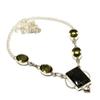 Turritella Fossil Peridot Gemstone 925 Silver Plated Jewelry Necklace 18"