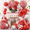 Christmas Balloons Red And White Candy, Wreath Arch Set Lollipop Cane Aluminum Film Balloon Christmas Party Decoration