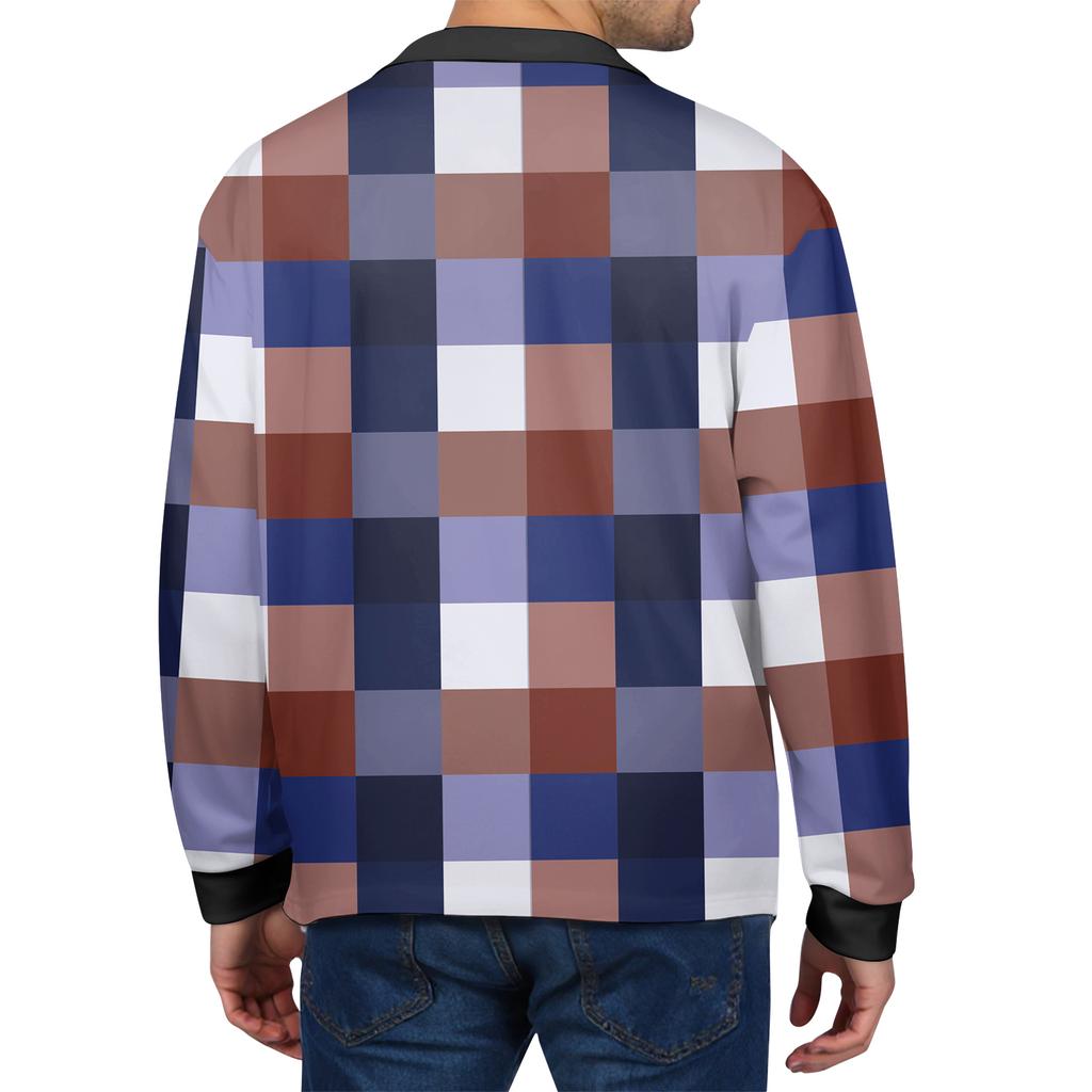 Мужские повседневные топы с длинными рукавами на пуговицах с полосатым принтом