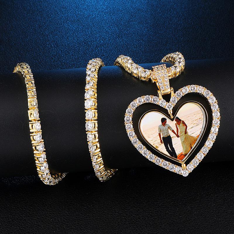Кулон-ожерелье Dianyi Jewelry с двусторонней вращающейся фоторамкой