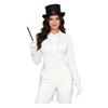 Women Cosplay Magician Tailcoat Jacket Long Sleeve Lapel V Neck Open Front with Hat Gloves Wand for Stage Magic Show