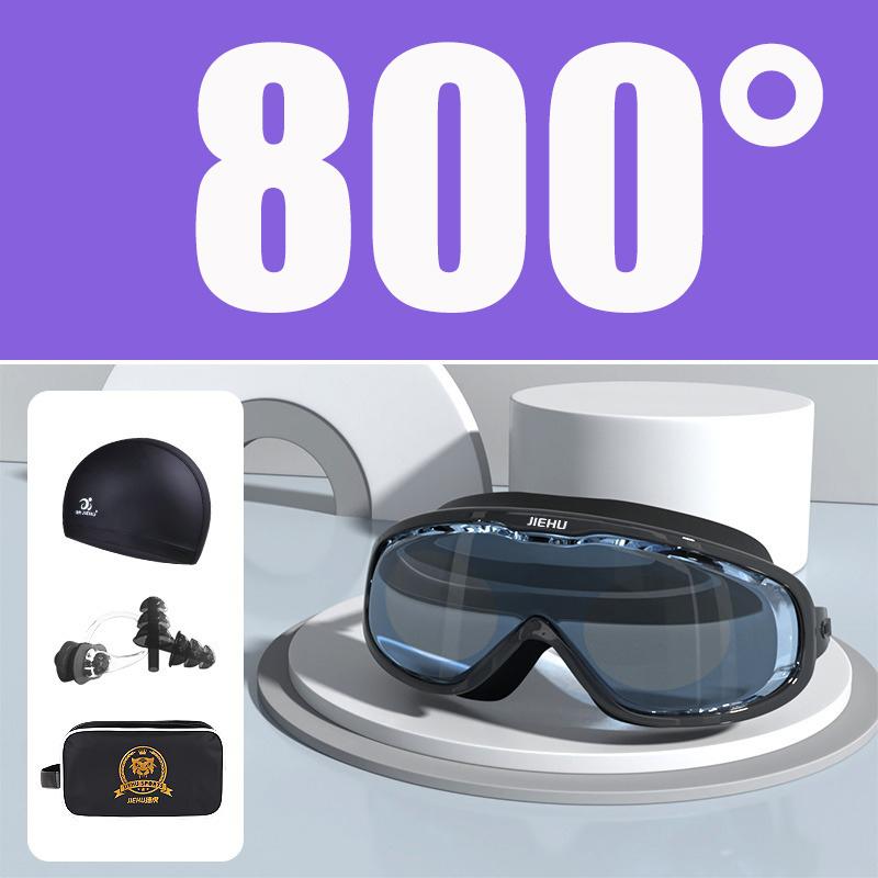 Очки для плавания с водонепроницаемым силиконовым покрытием против запотевания и берушами для близорукости -1,5~-8,0 градусов