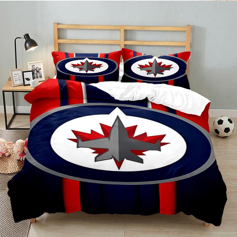 Winnipeg Crest Hockey 3PCS Bedding set,Ideal for 1pc Duvet Cover And 2pcs Pillowcases Perfect for Fan gift,Ideal for Bedroom, Dormitory