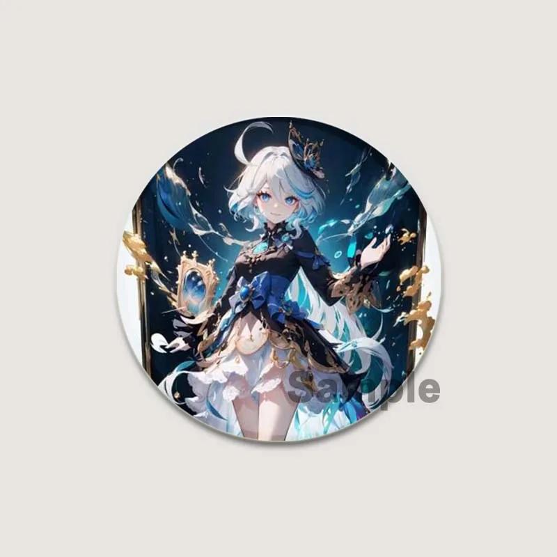 32/44/58mm Anime Genshin Impact Pins Cute Cartoon Furina Badge Handmade Tinplate Brooches Breastpin for Backpack Clothes Gift Accessorys