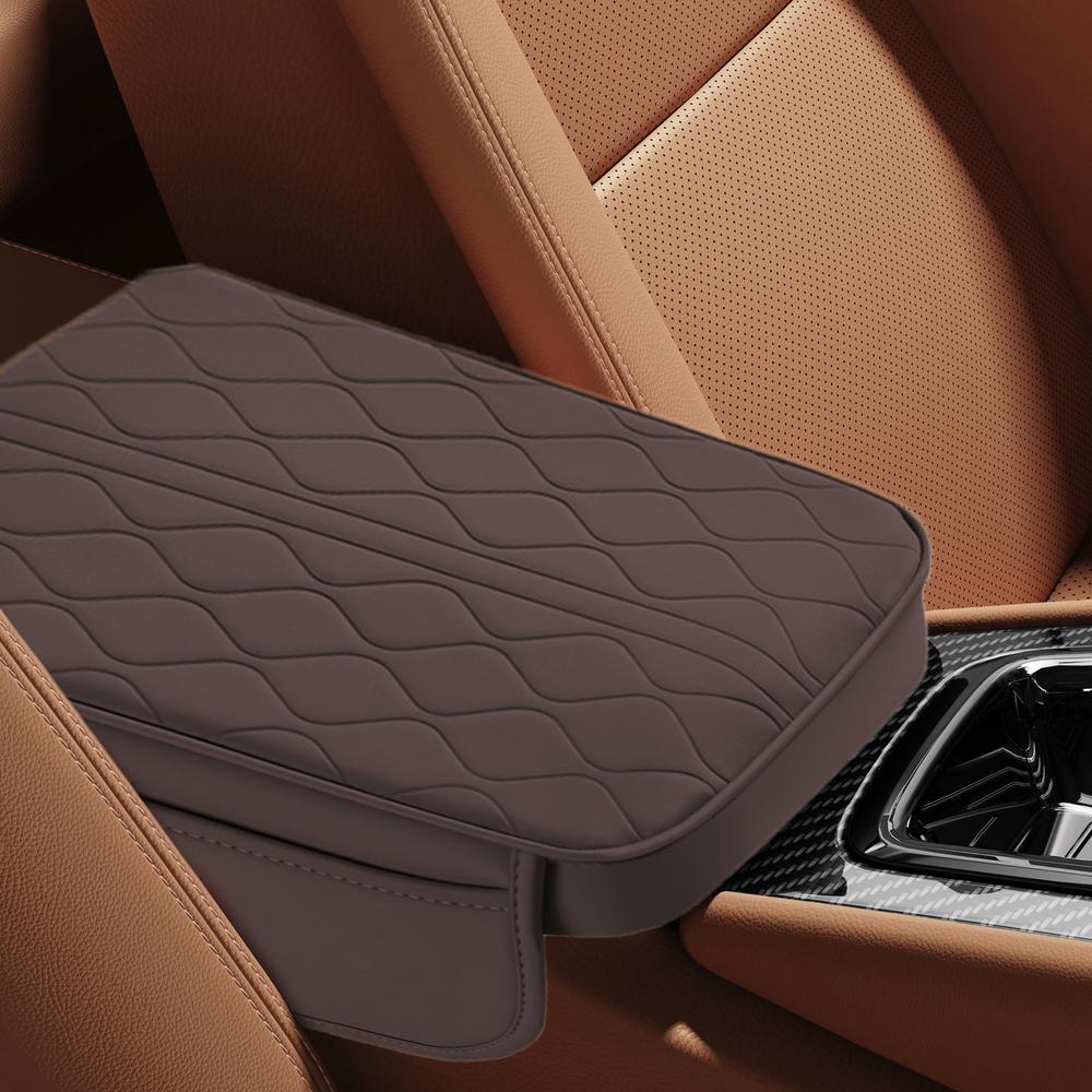 Leather Car Armrest Mat Uiversal Interior Auto Armrests Storage Box Mats Dust-proof Cushion Cover Armrest Protector W/Organizer