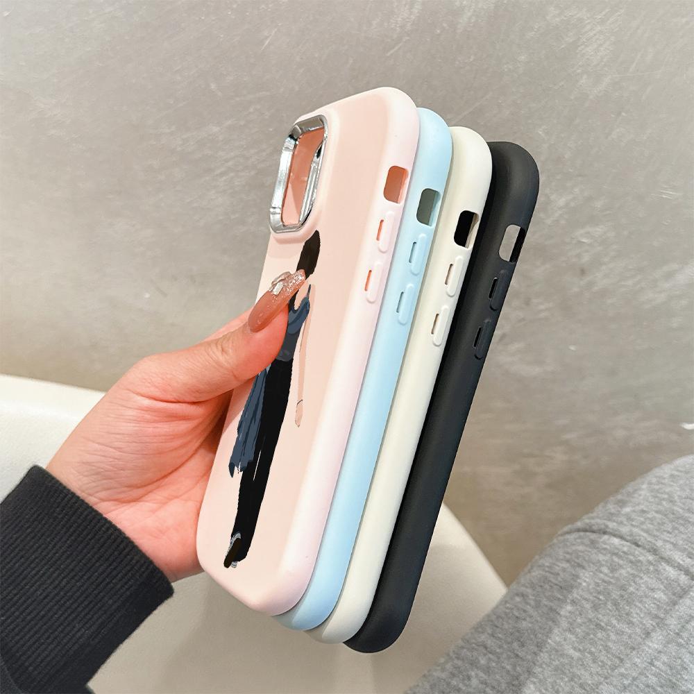 Solid Color Silver Edge Lens Fatty Casing Soft TPU Liquid Silicone Cover Shockproof Phone Case for Xiaomi Redmi Samsung