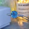 New Simple Elegant Blue Cubic Zirconia Ring for Women Luxury Bride Wedding Ceremony Party Rings Anniversary Gift New Jewelry