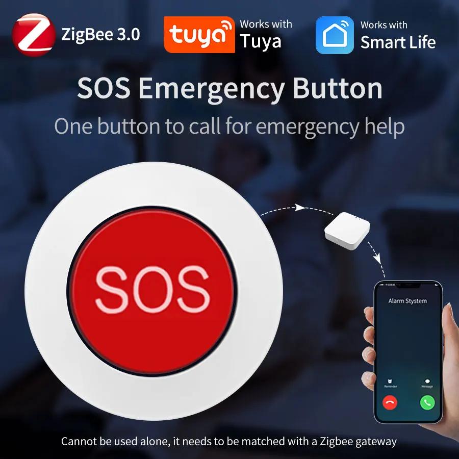 Кнопка SOS Tuya ZigBee Беспроводной выключатель Сигнализация для пожилых детей Аварийная помощь Выключатель Домашняя безопасность Управление через приложение Smart Life