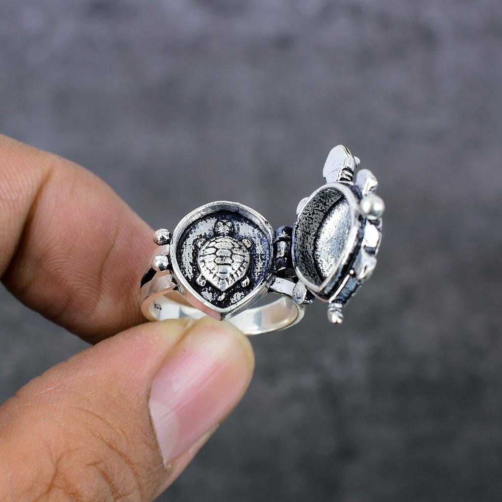 Черепаховый вид ювелирные изделия ручной работы из стерлингового серебра кольцо Poison размер 8 f5P17