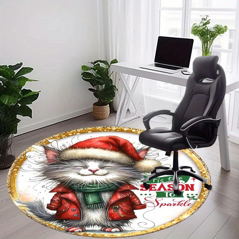 1 Piece Christmas Decoration Round Rug Suitable For Office Bedroom And Kitchen Home Decoration Christmas Decoration Gifts For Friends And Family