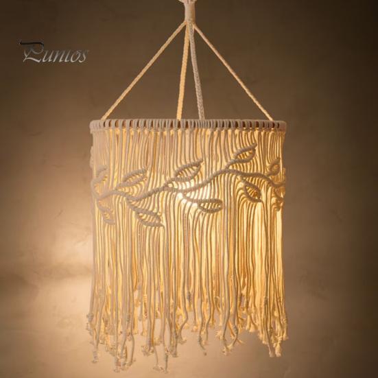 Абажур в стиле бохо с плетением, абажур ручной работы из макраме в стиле бохо, подвесной абажур из хлопковой веревки для спальни, гостиной, декора