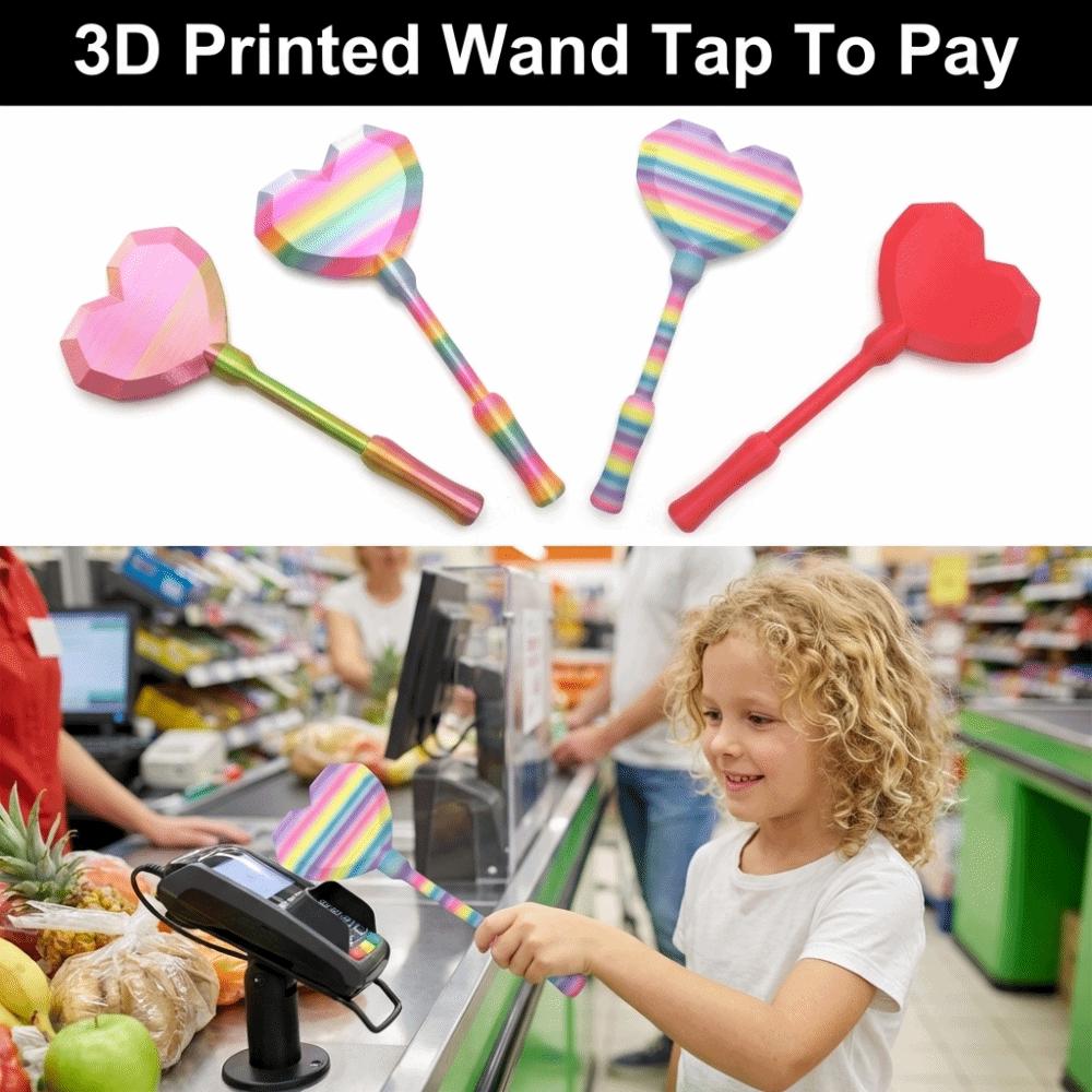 Creative 3D Print Wand Tap To Pay Portable Convenient Checkout Telescoping Credit Card Holder Funny Heart-shaped