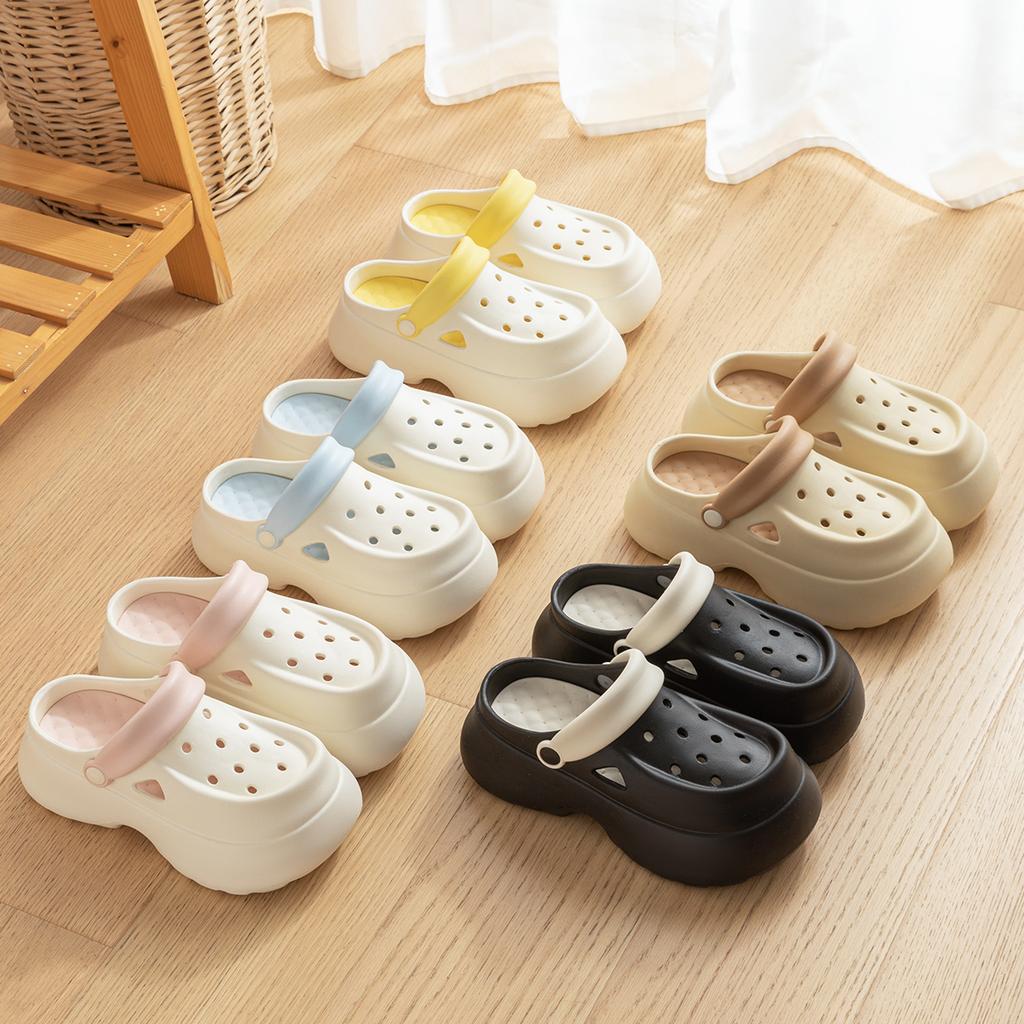 Платформа Женские Сабо Обувь Летние Пляжные Сандалии на Толстой Подошве Модные Удобные Сабо Для Дома и Улицы Женские Обувь с Отверстиями