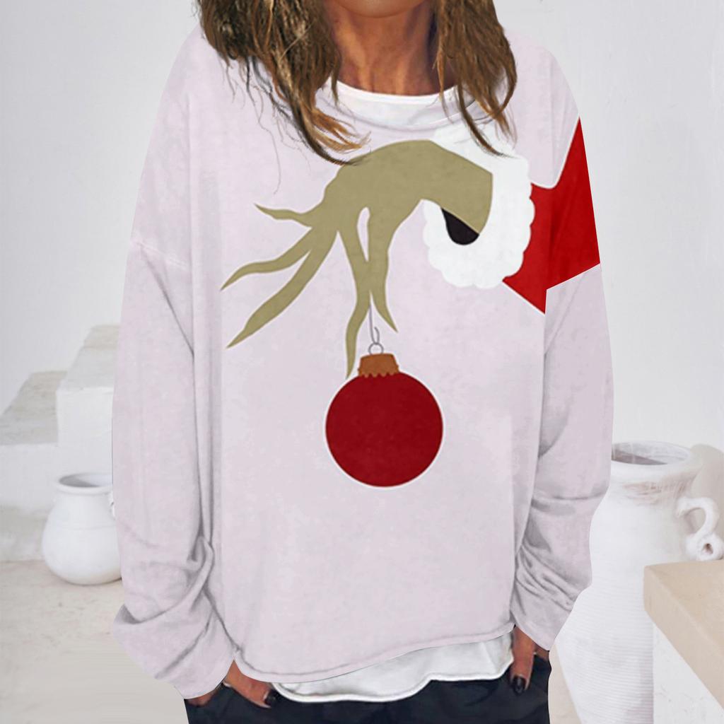 Женская повседневная модная винтажная толстовка с длинным рукавом и круглым вырезом с принтом, многослойный пуловер, топ