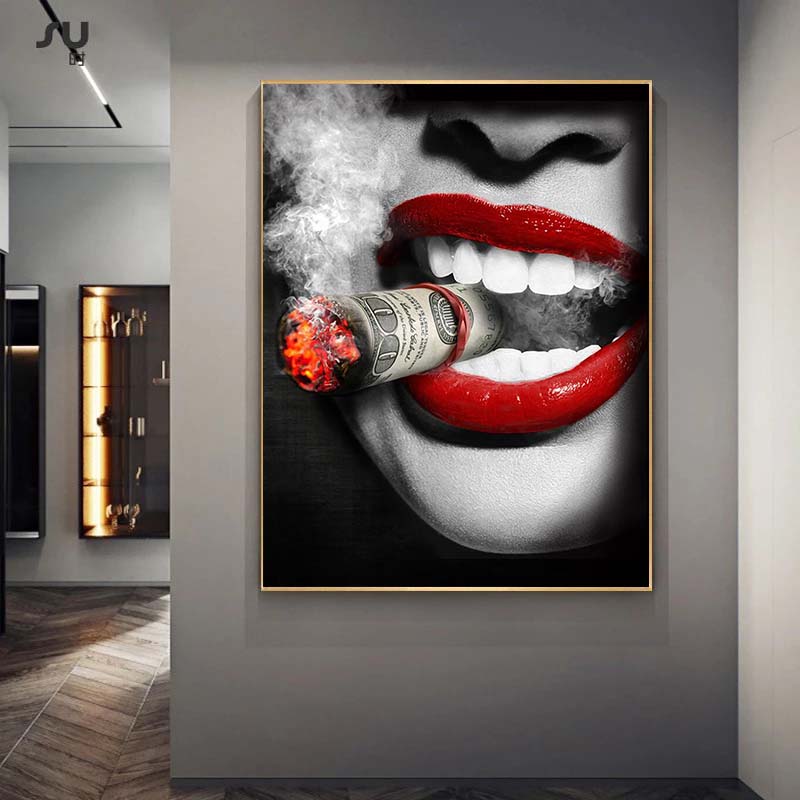 Современные сексуальные красные губы плакаты на скандинавскую тему и принты холст живопись настенные художественные картины для гостиной домашний декор Cuadros без рамки