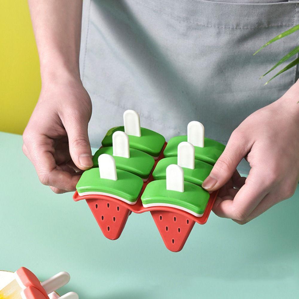 Kitchen Juice Milk DIY Ice Cream Mold With Cover Watermelon Shape Ice Popsicle Mould