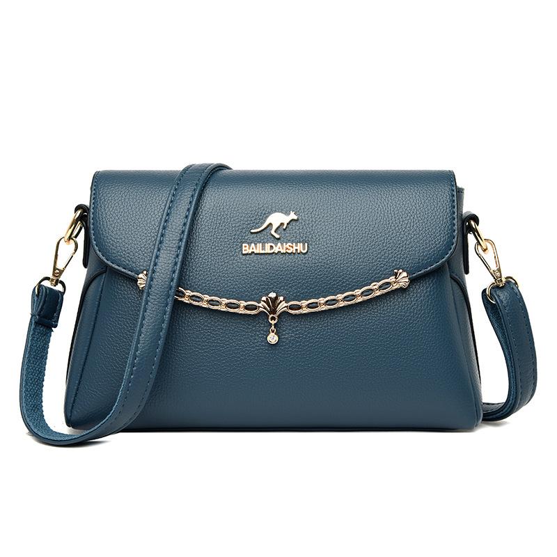 Women's Bag Fashion Soft Leather Middle-aged Mother Shoulder Bag Large Capacity Small Square Bag Women's Satchel