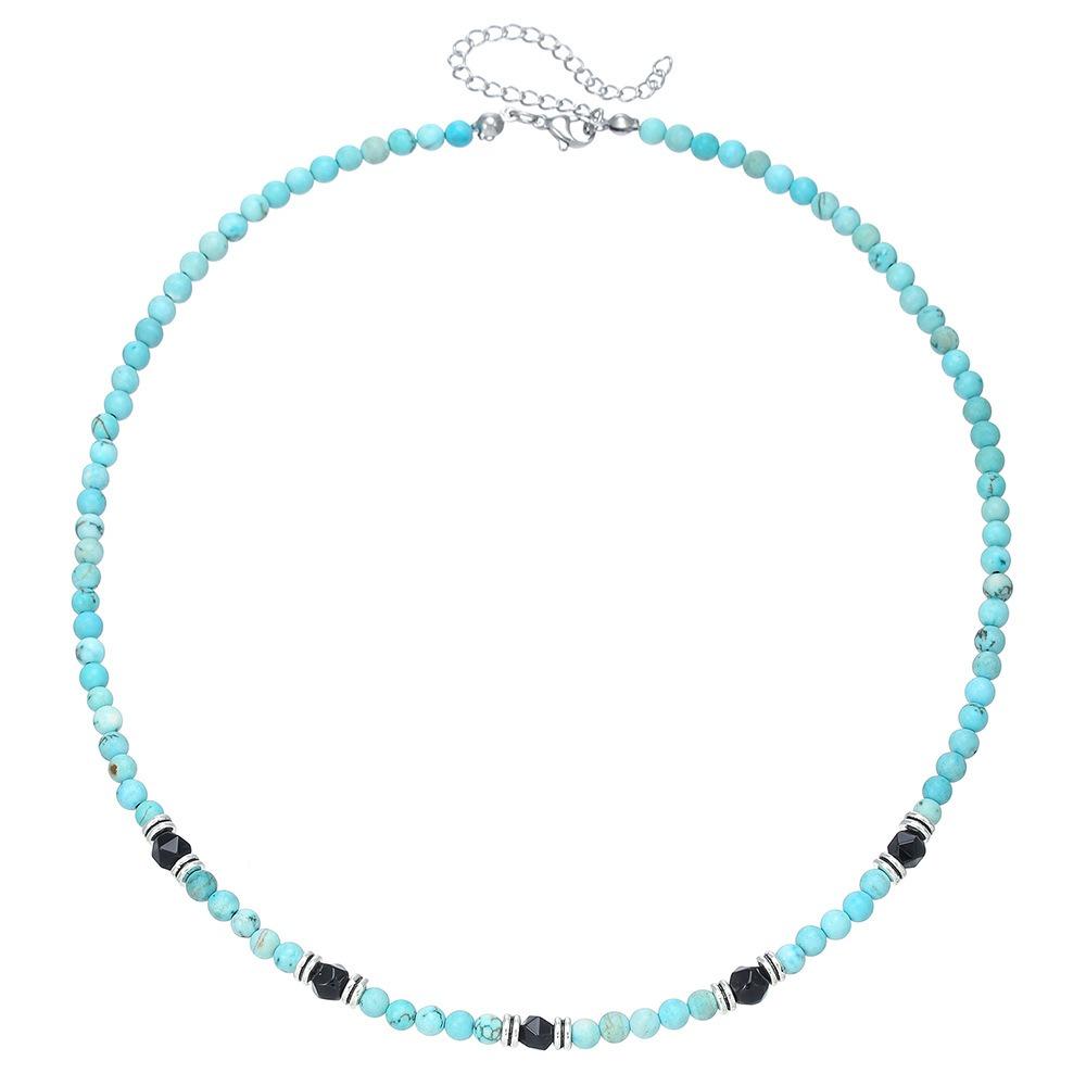 Текстурное ожерелье из бусин, ожерелье в стиле вестерн кантри с черными бусинами, бирюзовое ожерелье, мужское, мужское