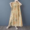 Short Sleeve Plus Size Cotton Vintage Floral New In Dresses for Women Casual Loose Long Summer Dress