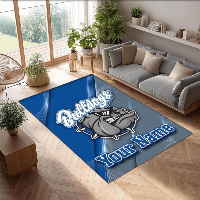 Canterbury-Bankstown Bulldogs Crystal Velvet Rug, Custom Name Text Personalized Non‑Slip Floor Mat for Home Decor Gift