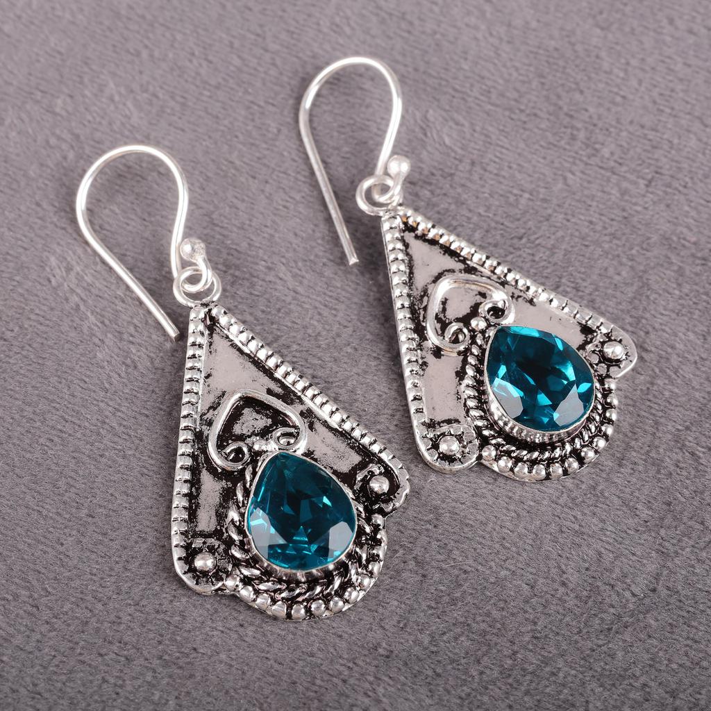 Apatite Handmade Silver Jewelry, 925 Sterling Silver Earring, Handmade Beautiful Gemstone Jewelry, Apatite Earring For Her