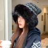 Polyester Cat Ears Hat Fair Isle Pattern Faux Fur Hat Retro Winter Warm Hat  Cold Weather