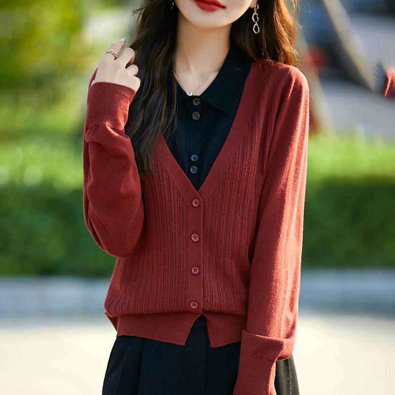 Женский кашемировый кардиган Qinghe кашемир 50% шерсть 50% шелк Женский осенне-зимний кашемировый кардиган мягкий и теплый